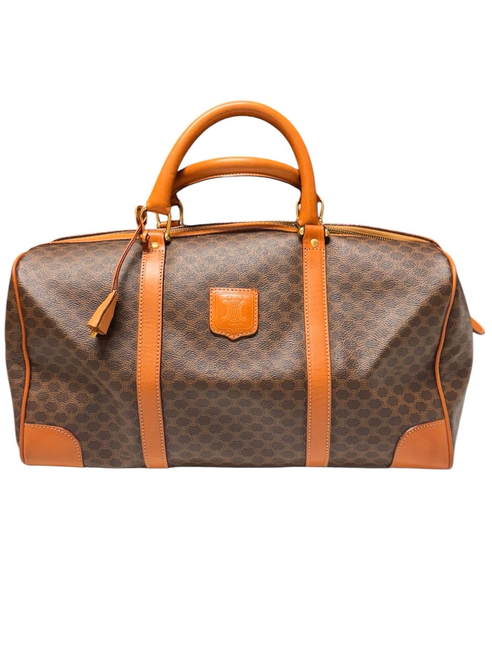 Celine Vintage Macadam canvas boston travel utility bag top handle